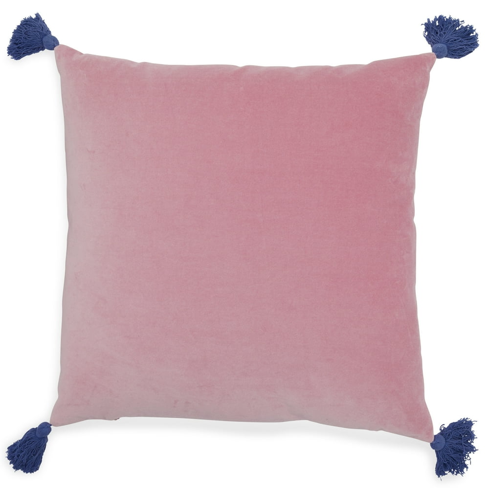 Velvet Decorative Throw Pillow with Tassels, 20x20" by Drew Barrymore