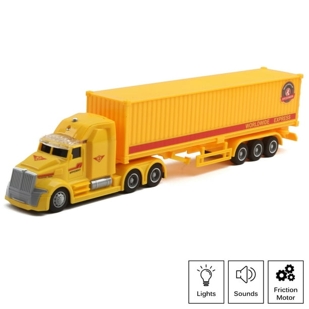Vokodo Toy Semi Truck Trailer 14" Friction Powered With Lights And