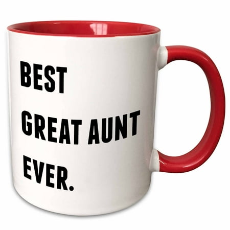 3dRose Best Great Aunt Ever, Black Letters On A White Background - Two Tone Red Mug,