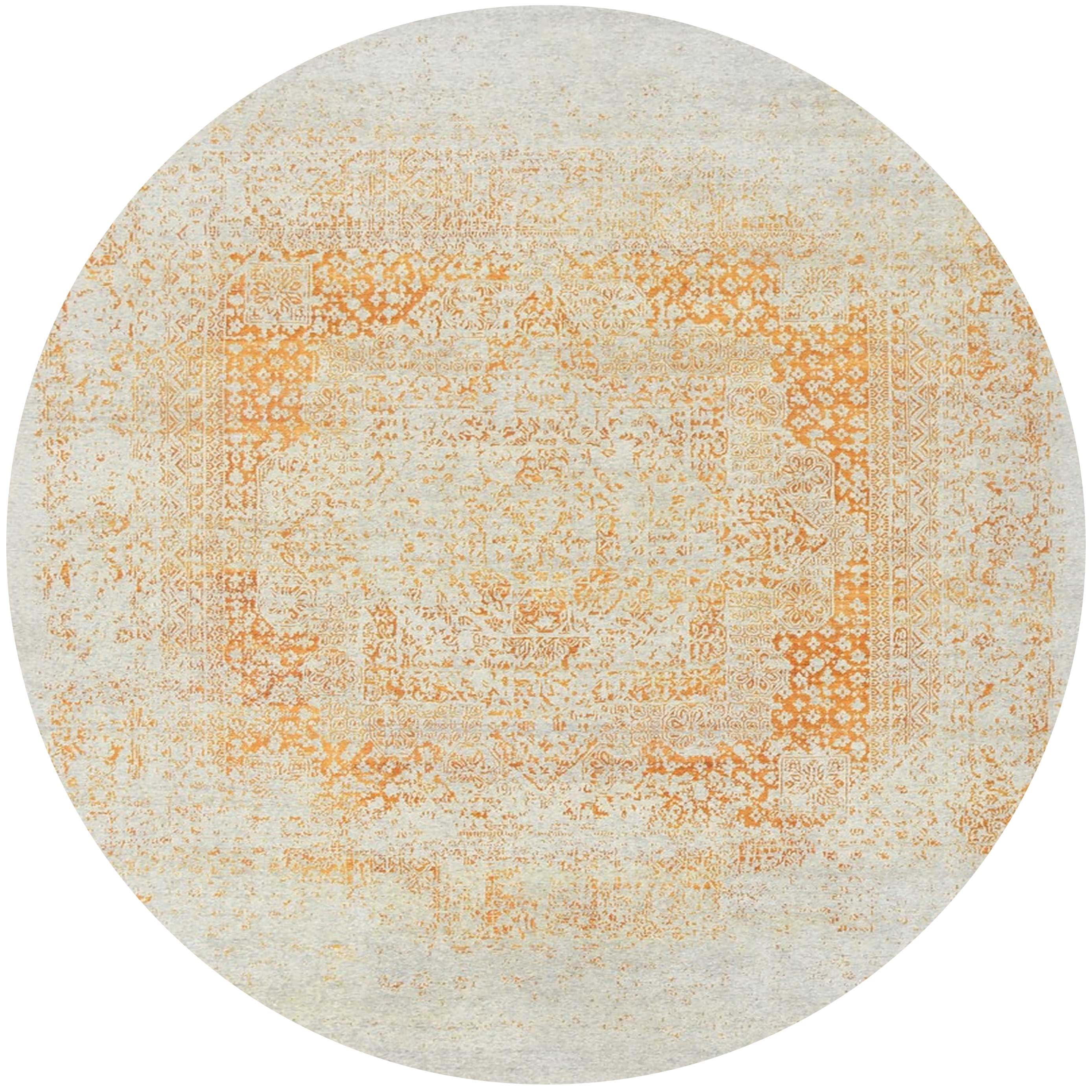 Ahgly Company Indoor Round Mid-Century Modern Tan Brown Gold Oriental ...