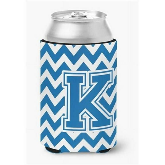 Letter K Chevron Blue & White Can or Bottle Hugger, 0.25 x 4 x 5.5 in.