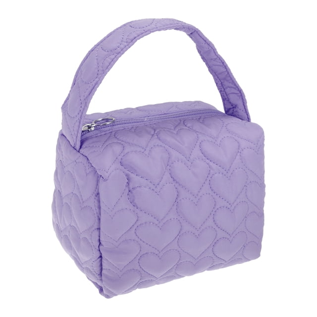 Bolsas de maquillaje en forma de corazón para mujeres, 1 pieza, duraderas, ideales para vacaciones, camping, bodas y viajes, color púrpura, poliéster