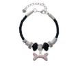 thumbnail image 2 of Delight Jewelry Silvertone Large Light Pink Crystal Dog Bone Grandmother Celtic Knot Leather Bead Bracelet, 7"+2" Extender, 2 of 4
