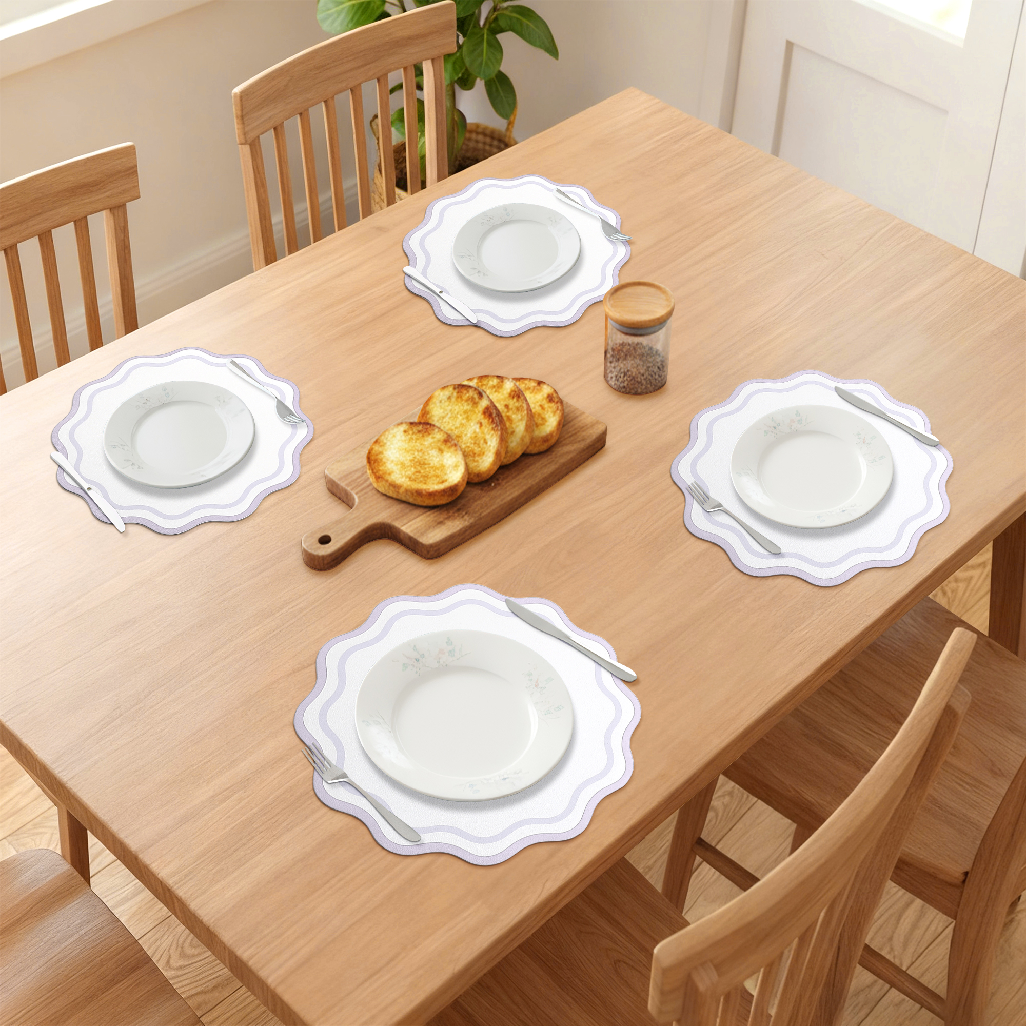 Unique Bargains Set of 6 Leather Placemats for Kitchen Dining Table Decor Purple