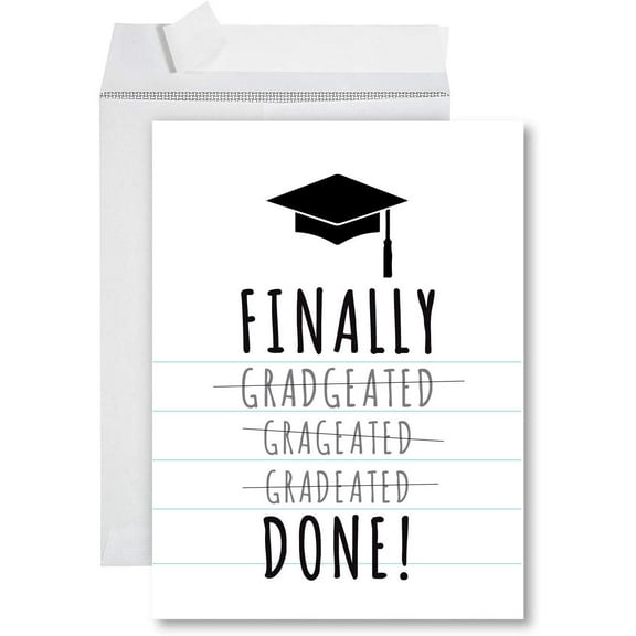 Koyal Wholesale Funny Jumbo Graduation Card With Envelope 8.5 x 11 inch, Big Greeting Card, Finally Gradgeated Done!