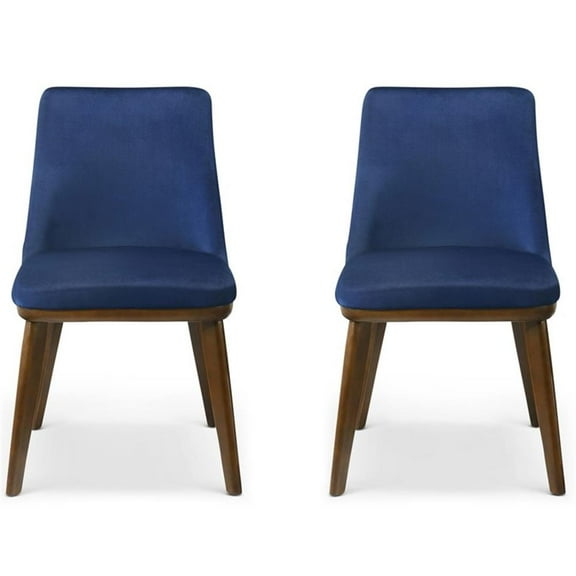 Barrett Mid-Century Velvet Dining Chair in Navy Blue (Set of 2)