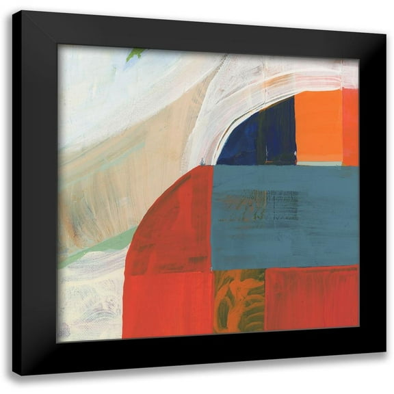 Cartissi 12x12 Black Modern Framed Museum Art Print Titled - Blue Orange III
