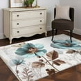 thumbnail image 3 of 4x6 Area Rugs, Vintage Flowers Non-Skid Rubber Backing Large Rectangle Rugs - Living Room Bedroom Home Office, Teal Blue Floral Nature Butterfly Indoor Floor Mat Carpets Washable Rug, 3 of 9