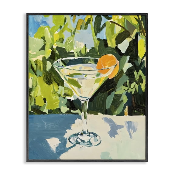 Stupell Industries Contemporary Summer Cocktail with Orange Black Framed Giclee Art, 11 x 14, by Riley B