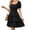 Black, variant on Dvprdro Womens Solid Open Neck Short Puff Sleeve Smocked Waist Tiered Ruffle Hem A Line Mini Dress Casual