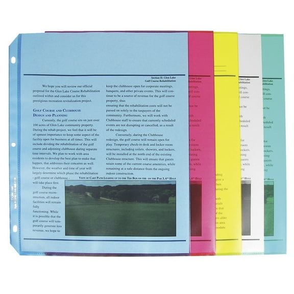 Colored Polypropylene Sheet Protectors, Assorted Colors, 2", 11 X 8 1/2, 50/bx | Bundle of 5