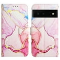 thumbnail image 2 of Allytech Marble Case for Google Pixel 7, Stylish Marble Case for Girls Women Kickstand Shockproof Drop Protective Cards Slots Hand Wrist Wallet Case Cover for Google Pixel 7 - Pink Gold, 2 of 7