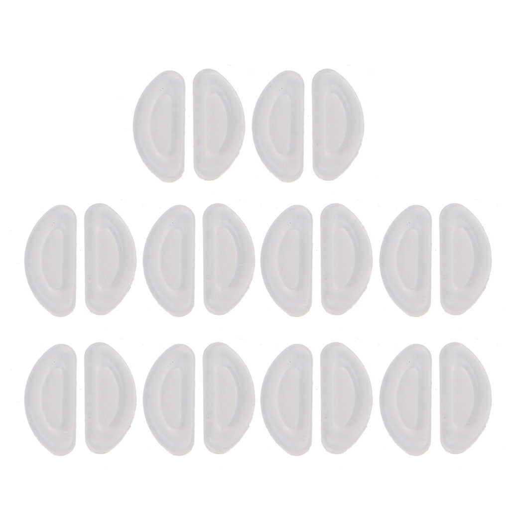 GENEMA 10 Pairs Adhesive Eye Glasses Nose Pads D Shape Stick on Anti