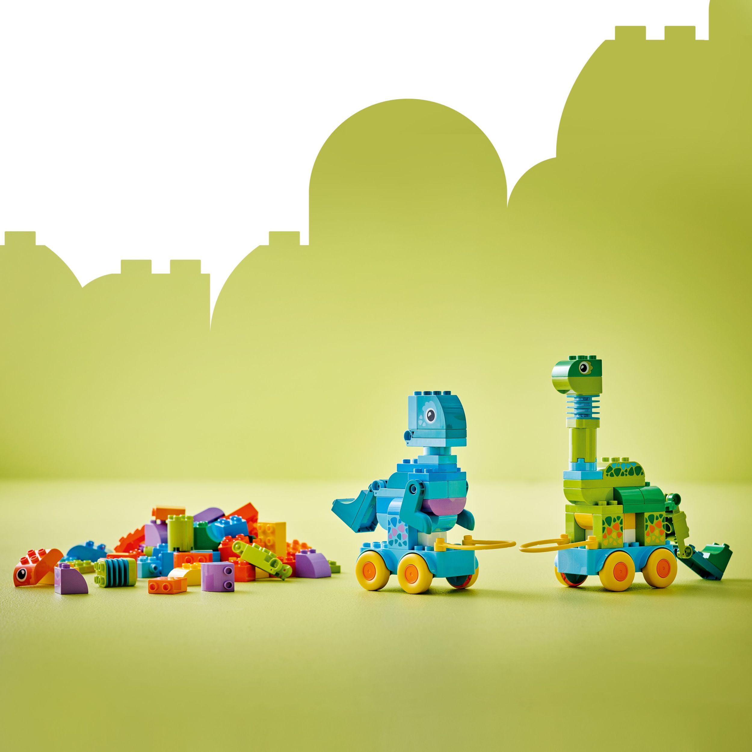 LEGO DUPLO Town 3 in 1 Dinosaurs on Wheels Learning Toy for Toddler Boys & Girls, Ages 3+ - Building & Education Play Set Teaches Problem-Solving Skills Through Play - Preschool Gift Idea - 10451