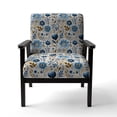 thumbnail image 4 of Designart "Scandinavian Elegance In Blue Blooms III" Blue Floral Upholstered Accent Chair - Cottage Arm Chair For Bedroom, 4 of 5