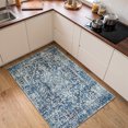 thumbnail image 3 of Wonnitar 3'x5' Vintage Entryway Rug, Washable Small Area Rug for Kitchen Non Slip Stain Resistant, Low Pile Medallion Throw Rug for Bedroom Bathroom Laundry Room, Blue, 3 of 12