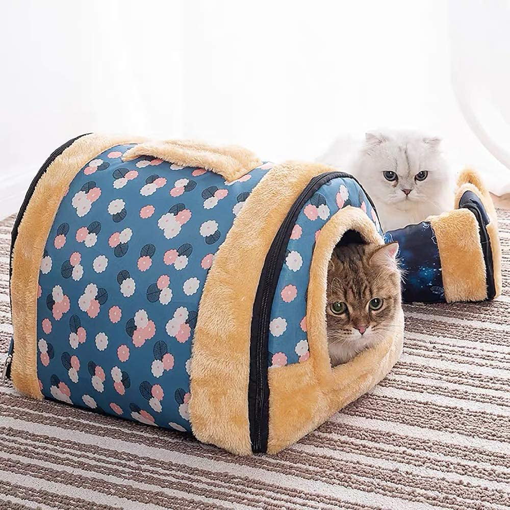 Rabbit Bed Tent Large Sleeping House Warm Fleece Hideout Foldable Cave Winter Hut for Rabbits Chinchillas Guinea Pigs Ferrets Hedgehogs Hamsters Rats and Cats 