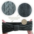 thumbnail image 5 of Womens Soft Winter Head Warmer Cable Knit Headband Warm Fuzzy Chunky Fleece Lined Knitted Stretchy Ear Warmer Headwrap for Cold Nights Charcoal Gray, 5 of 10