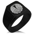 thumbnail image 1 of Stainless Steel Tsugara Samurai Crest Needle Stripe Pattern Biker Style Polished Ring, 1 of 1