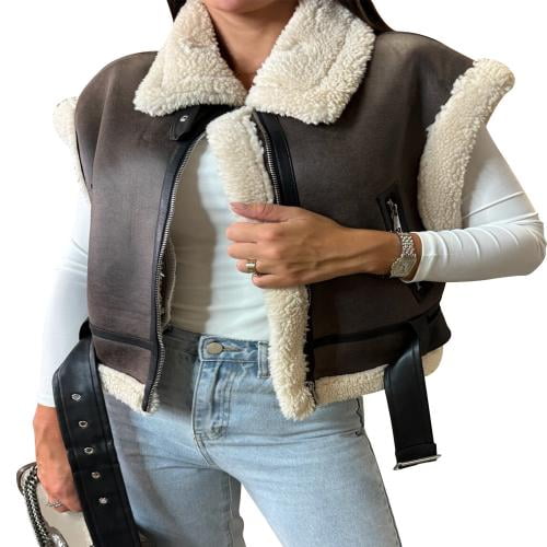 【HYKE(ハイク)】FAUX SHEARING VEST FAUX SHEARLING CROPPED VEST | HYKE