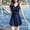 Navy, variant on Beach Swimsuit Women Breathable Dress Bathing Suit Sexy Solid Color Backless Clothes Swimwear