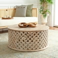 thumbnail image 2 of SAFAVIEH Kaydix Rustic Round Coffee Table Wood, Burnt White, 2 of 8