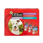 (12 Pack) Ol' Roy Mini Chunks in Gravy Wet Dog Food Variety Pack, Filet Mignon, Savory Beef & Country Stew, 5.3 oz