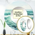 thumbnail image 3 of Designart "Green Minimalism Calm Waters" Nautical & Beach Green Large Round Mirror - Round Bedroom Mirror Wall Decor - Coastal Round Printed Mirror - 23" x 23", 3 of 6