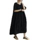 thumbnail image 2 of Vestido elegante de encaje floral para mujer, holgado, hasta media pantorrilla, cuello redondo y mangas cortas, 2 of 8