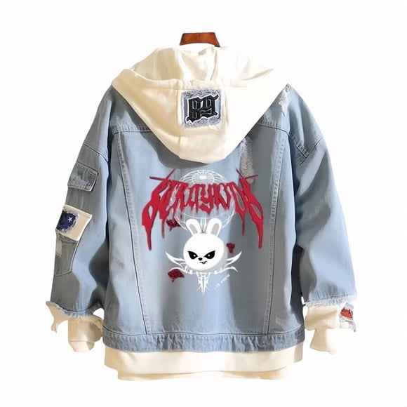 Chaqueta vaquera con capucha Stray Kids Lee Know Lebbit Dark Rock