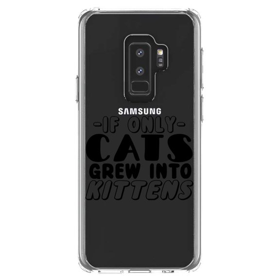 DistinctInk Clear Shockproof Hybrid Case for Samsung Galaxy S9  PLUS (6.2" Screen) - TPU Bumper Acrylic Back Tempered Glass Screen Protector - If Only Cats Grew Into Kittens