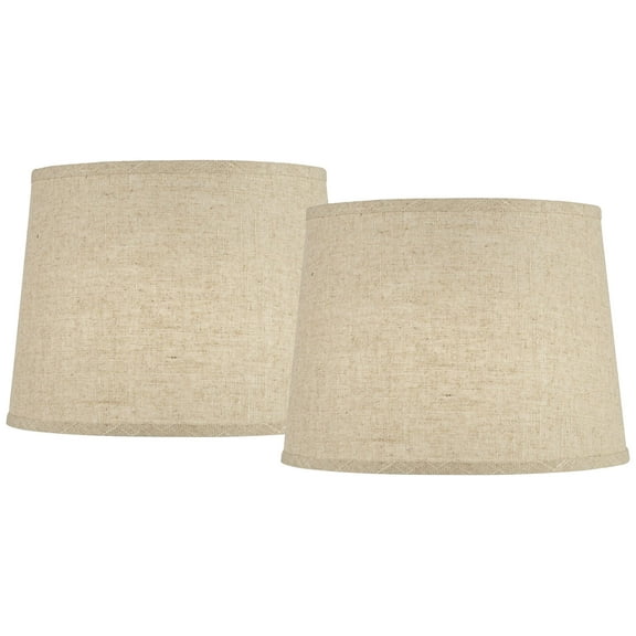Springcrest Set of 2 Drum Lamp Shades Burlap Linen Medium 11" Top x 13" Bottom x 9.5" High (Spider)