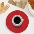 thumbnail image 4 of Tunhigl 3-Pack Round Woven Table Mat Set 7 Inch - Heat Insulation, Waterproof & Oil-Proof Placemats for Dining, Coffee Tables - Elegant Home Decor Red, 4 of 6