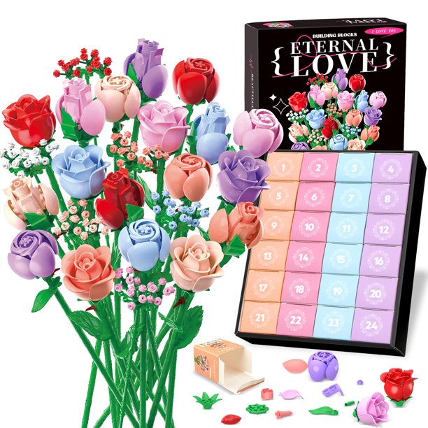 Calendario Adviento Con Ramo Flores Navideñas 2025 24 Tipo para Regalo Navidad (A)