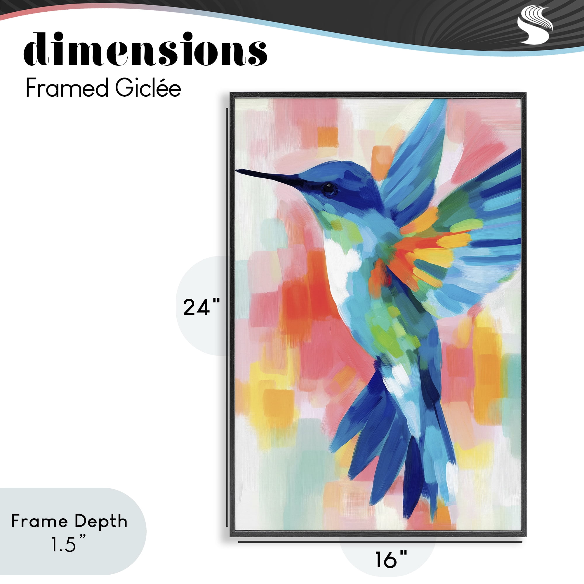 Stupell Industries Blue Hummingbird in Flight Black Framed Giclee Art, design by Chromatic Storm Studio