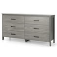 thumbnail image 1 of Gymax 6 Tiroirs Commode Double Commode Armoire de Rangement en Bois Chambre à Coucher Gris, 1 of 10