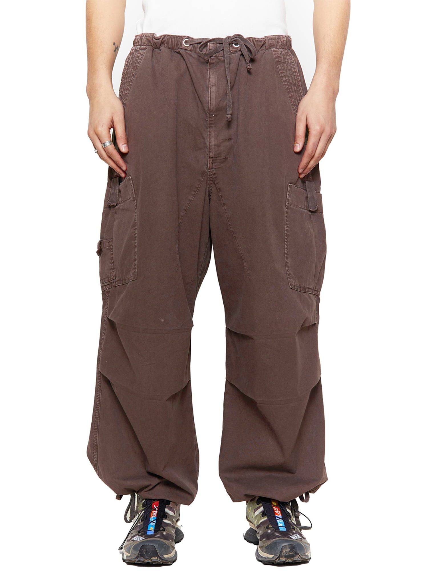 Baggy Cargo Pants for Women Men Elastic Waist Drawstring Wide Leg Trousers Pockets -