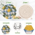 thumbnail image 4 of Yayeee 6 PCS Drink Coasters with Holder Set Woven Absorbent Round Tabletop Hot Pad, Light Blue Plaid, 4 of 7