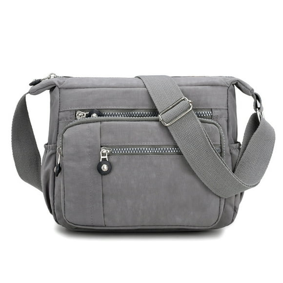 Women's canvas bag Fashion one-shoulder messenger bag Large capacity casual canvas bag Light travel bagLight grey
