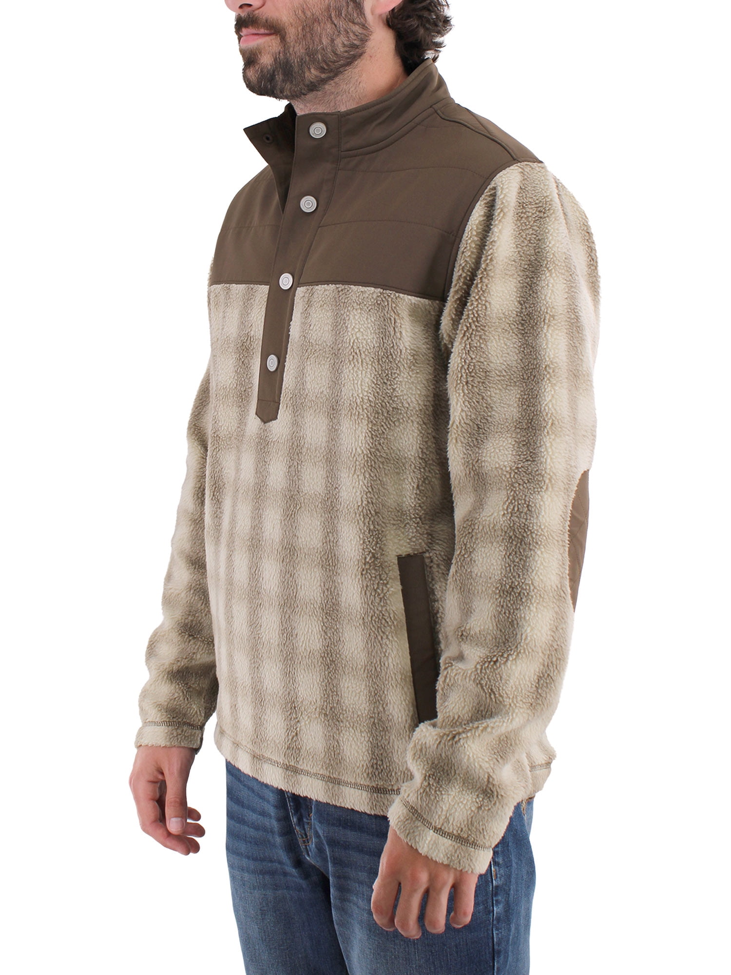 10Stone Bed Rock Fleece Pullover - Brown Buffalo Plaid, S-3XL