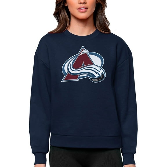 Women's Antigua Navy Colorado Avalanche Primary Logo Team Logo Victory Crewneck Pullover Sweatshirt