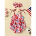 thumbnail image 3 of Arvbitana 0-24 Months Newborn Infant Baby Girl Outfit Tie-up Flower Print Sleeveless Romper with Hairband Summer Clothes, 3 of 7