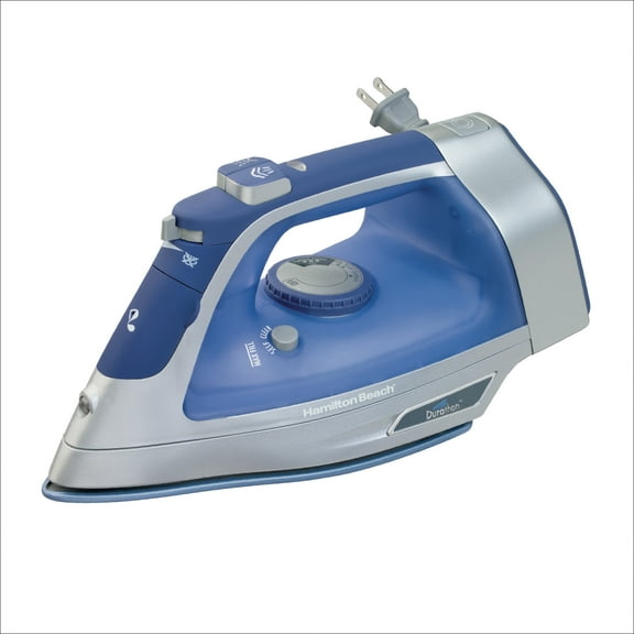 Hamilton Beach Durathon Clothing Iron, Steam Iron for Clothes with Durathon Nonstick Soleplate & Retractable Cord, Blue
