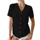 thumbnail image 1 of Camiseta cómoda con cuello en V elegante para mujer Blusa de manga corta Tops casuales OAVQHLG3B Store lin121212, 1 of 5
