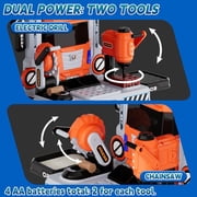 FPCYCG Kids Work Bench with Tools and Electric Drill, 2-in-1 Kids Toddlers Tool Set,Pretend Play Workbench Construction Toys Gifts for Boys Girls