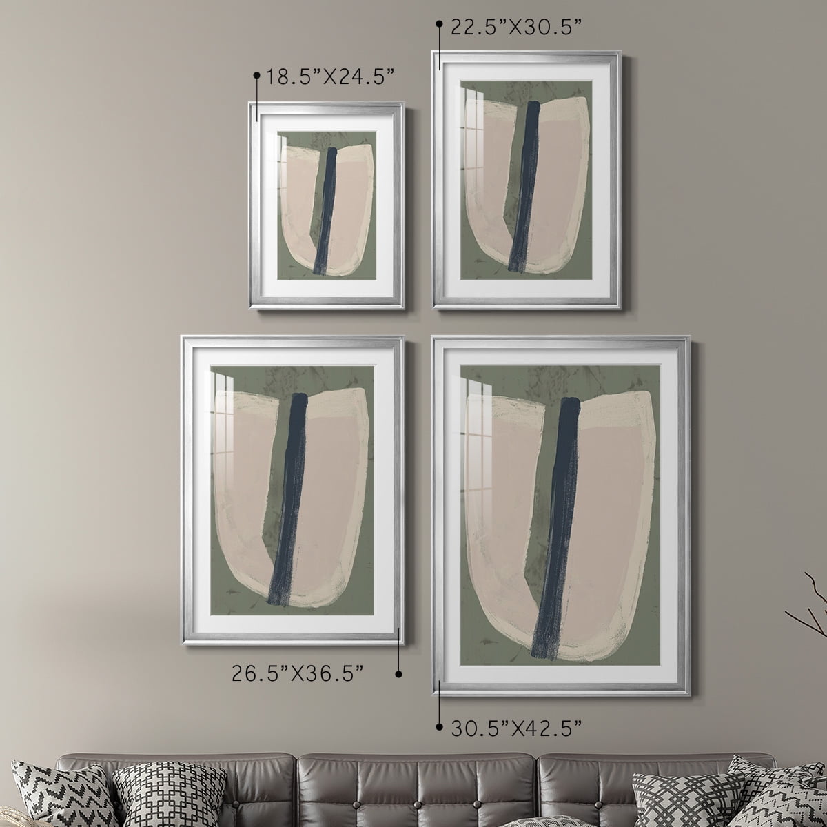 Wexford Home Paper Slice III Premium Framed Print, 26.5" x 36.5" - Ready to Hang, Silver (Set of 2)
