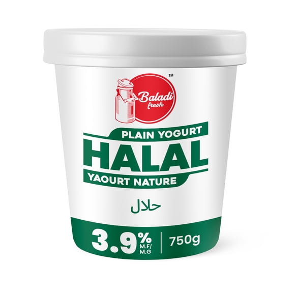 Baladi Fresh Halal Yogurt Plain 3.9% 750G