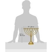 Traditional Graceful Style Menorah 9.5 Tall Non Tarnish - Precision Die Cast Classic Chanukah Candle Menora (Satin Gold) By Zion Judaica