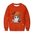 thumbnail image 5 of DOSUKRAI Halloween Sweatshirt Womens 2025 Cute Fall Oversized Crewneck Ghost Graphic Spooky Long Sleeve Funny Pullover Orange,XXL, 5 of 9