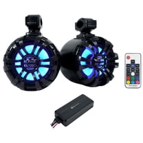 (2) Rockville 6.5" LED Black Tower Speakers Bluetooth Amplifier For ATV/UTV/RZR